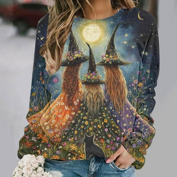 Elvqul Tops for Women Casual Oversize Blouses Long Sleeve Crewneck Pullover Womens Sweatshirt Fall Winter