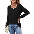 thumbnail image 4 of Luxtrada Womens Tunic Tops for Leggings Square Neck Puff Sleeve Shirts Casual Fall Sweatshirts (Black,L）, 4 of 10