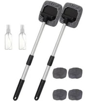 Expandable Magnetic Car Window Cleaner with Reusable Microfiber Pads & Spray Bottles | Interior/Exterior Glass Cleaner Tool | 3 Cleaning Brushes, 6 Cloths, 3 Bottles