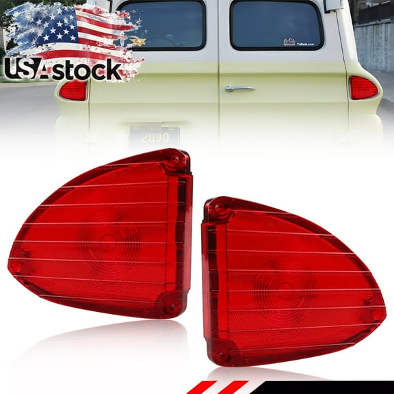 2PCS Red Lens Rear Bumper Tail Light Brake Lights Backup Lights Reverse Light For 1960 1961 1962 1963 1964 1965 1966 Chevrolet C10/C30 Panel Truck Chevrolet GMC Suburban No bulb/Socket Included