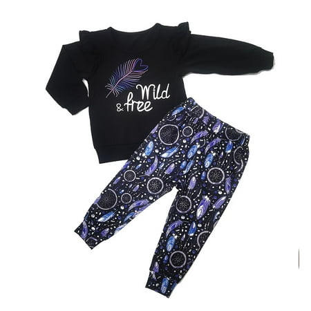 

MOOSUP Girls Printed Top and Trousers Two-piece Suit