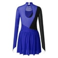 thumbnail image 5 of IEFIEL Womens Rhinestones Figure Skating Dress Sheer Mesh Ballet Lyrical Dance Leotard with Finger Holes Royal Blue M, 5 of 7