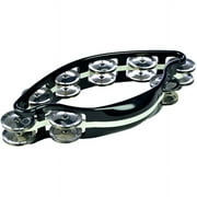Directly Cheap Ergonomic-Grip Single-Ring Clamshell-Shape Tambourine, 16 Jingles, Black