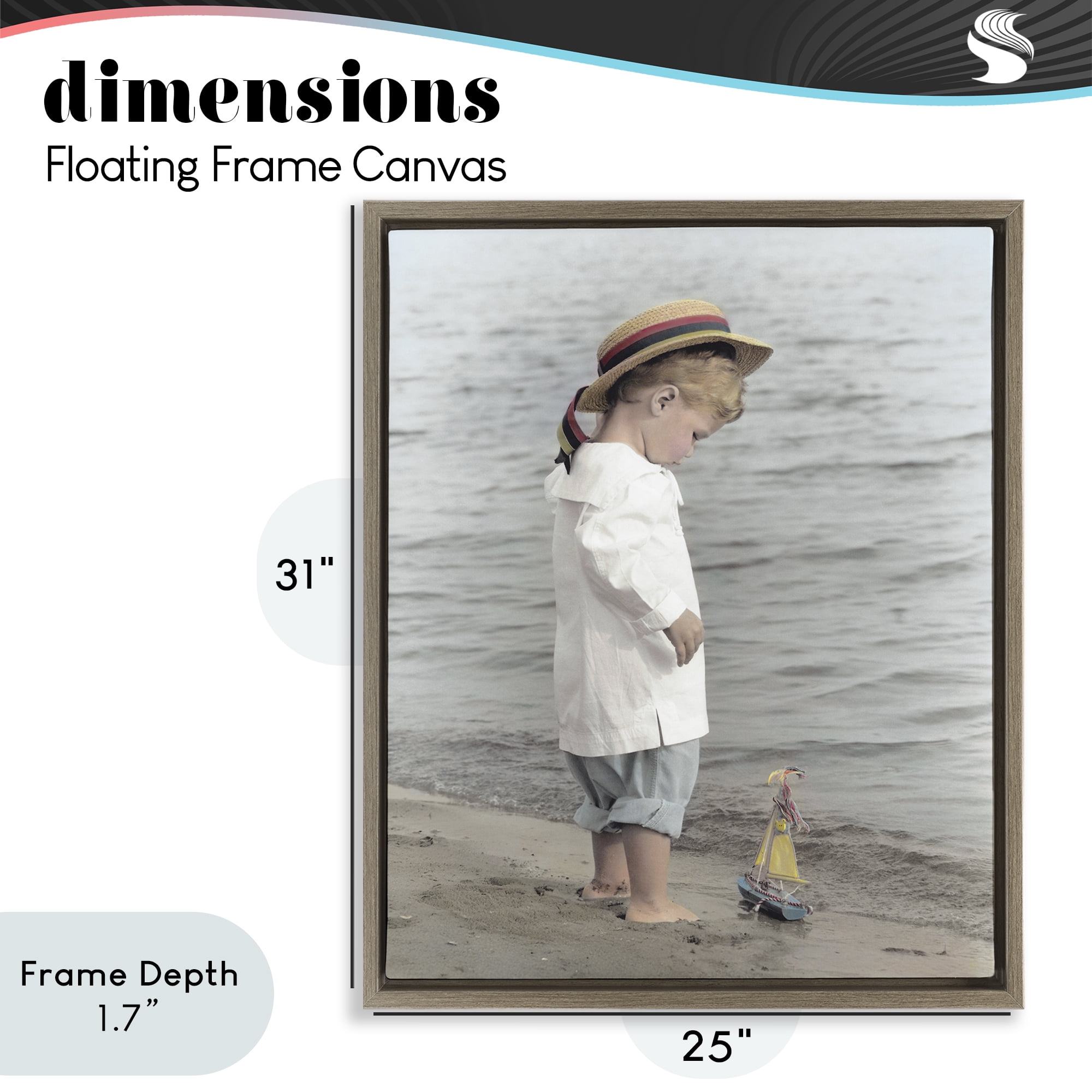 Stupell Industries Child on Beach Shore Brown Framed Floater Canvas Wall Art, design by Kendra Dew