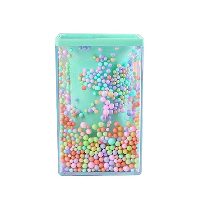 Lindo soporte de bolígrafo organizador de almacenamiento de escritorio para mujeres y chicas, soporte de brochas de maquillaje, cuadrado verde Feliz Sencillez