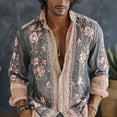 thumbnail image 2 of Mens 70s Long Sleeve Floral Dress Shirt Flowered Paisley Pattern Print Vintage Button Down Hippie Shirts, 2 of 5
