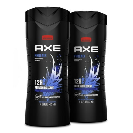 Axe Phoenix Refreshing Long Lasting Men's Body Wash Twin Pack, Crushed Mint and Rosemary, 16 fl oz