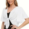 thumbnail image 2 of Qzwdhjm Mesh Bathing Suit Coverup for Women Cropped Wrap Beach Cardigan Cape Sleeve Flowy Swim Suits Coverups Lounge Summer Swimwear Cover Up, 2 of 6