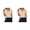 thumbnail image 2 of sweethay Camisa de mujer Blusa con cuello en V con bolsillo Playa Vacaciones Verano Ropa Type2 NO2, 2 of 6