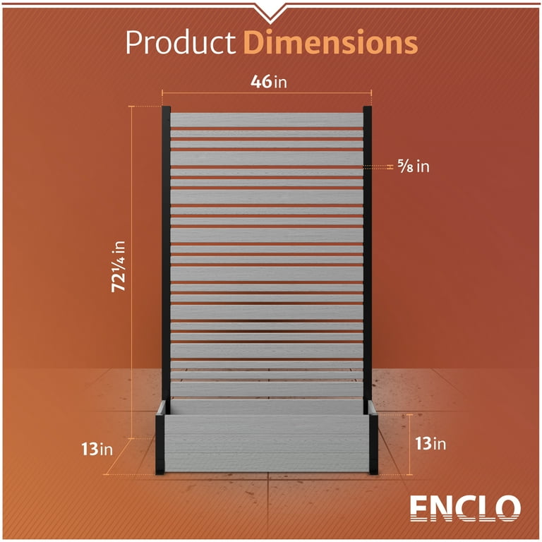 72in H x 46in W x 13in L (1 Screen w/ Planter) Freestanding Enclo