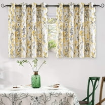 DriftAway Leah Abstract Floral Blossom Ink Painting Room Darkening Thermal Insulated Grommet Unlined Window Curtains 2 Panels 36"L x 52"W Golden Yellow Silver Gray