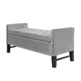 thumbnail image 3 of Mathias Light Grey Velvet Storage Bench - Button Tufted, Silver Nailhead Trim, Multi Position, 3 of 7