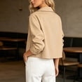 thumbnail image 3 of FRSASU Women's Cropped Double Breasted Trench Jacket Notch Lapel Long Sleeve Loose Windproof Coat with Buckle Cuffs Khaki, 3 of 9