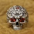 thumbnail image 3 of Red CZ Eyes 925 Sterling Silver Tang Dynasty Engraving Pattern Skull Punk Ring TA439 US Size 13, 3 of 16