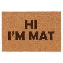 Hi I'm Mat Doormat Brown Natural Coir Rectangular Front Entry Non Slip Door Mat (16 in. x 24 in.)