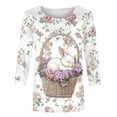 thumbnail image 5 of Blouses for Women Dressy Casual Plus,2026 Easter Shirts for Women Funny Bunny Egg Graphic Tees Cute Festival Outfits 3/4 Sleeve Tops Cotton T-Shirt Gifts, 5 of 5