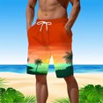 thumbnail image 5 of Mens Swim Trunks Quick Dry Summer Coconut Tree Digital 3D Printed Elasticated Waisted Beach Pants 椰子树 Orange Swimwear Bathing Suit Swimming Shorts XXXL, 5 of 5