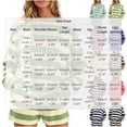 thumbnail image 3 of sdhkgrrt Women's 2 Piece Matching Lounge Set Soft Long Sleeve Round Neck Pullover Tops Drawstring Waist Shorts Striped Loose Casual Outfits Fall Tracksuit Clothing , Green S, 3 of 6