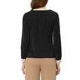 thumbnail image 3 of INSPIRE CHIC Women's Split V Neck Pleated Front Contrast Color Blouse Top XL Black, 3 of 5