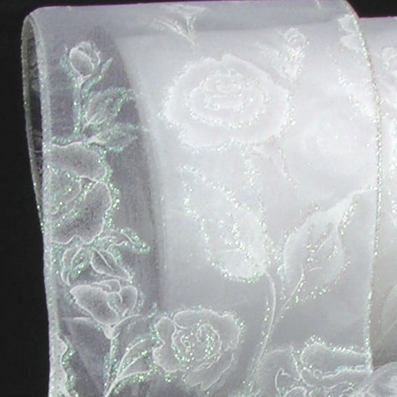 The Ribbon People White Wedding Rose Wired Craft Ribbon 2" x 20 Yards