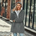 thumbnail image 5 of Chaqueta larga de polar con capucha para mujer, abrigo de felpa esponjosa de manga larga de talla grande, chaqueta de polar cálida con capucha de invierno, prenda exterior tipo cárdigan (L), 5 of 5
