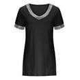 thumbnail image 4 of wycnly Cute Tops for Women Short Sleeve V-Neck Solid T shirts Summer Lightweight Cold Shoulder Plus Size Tunic Blouse Black XXXL Clothes, 4 of 6