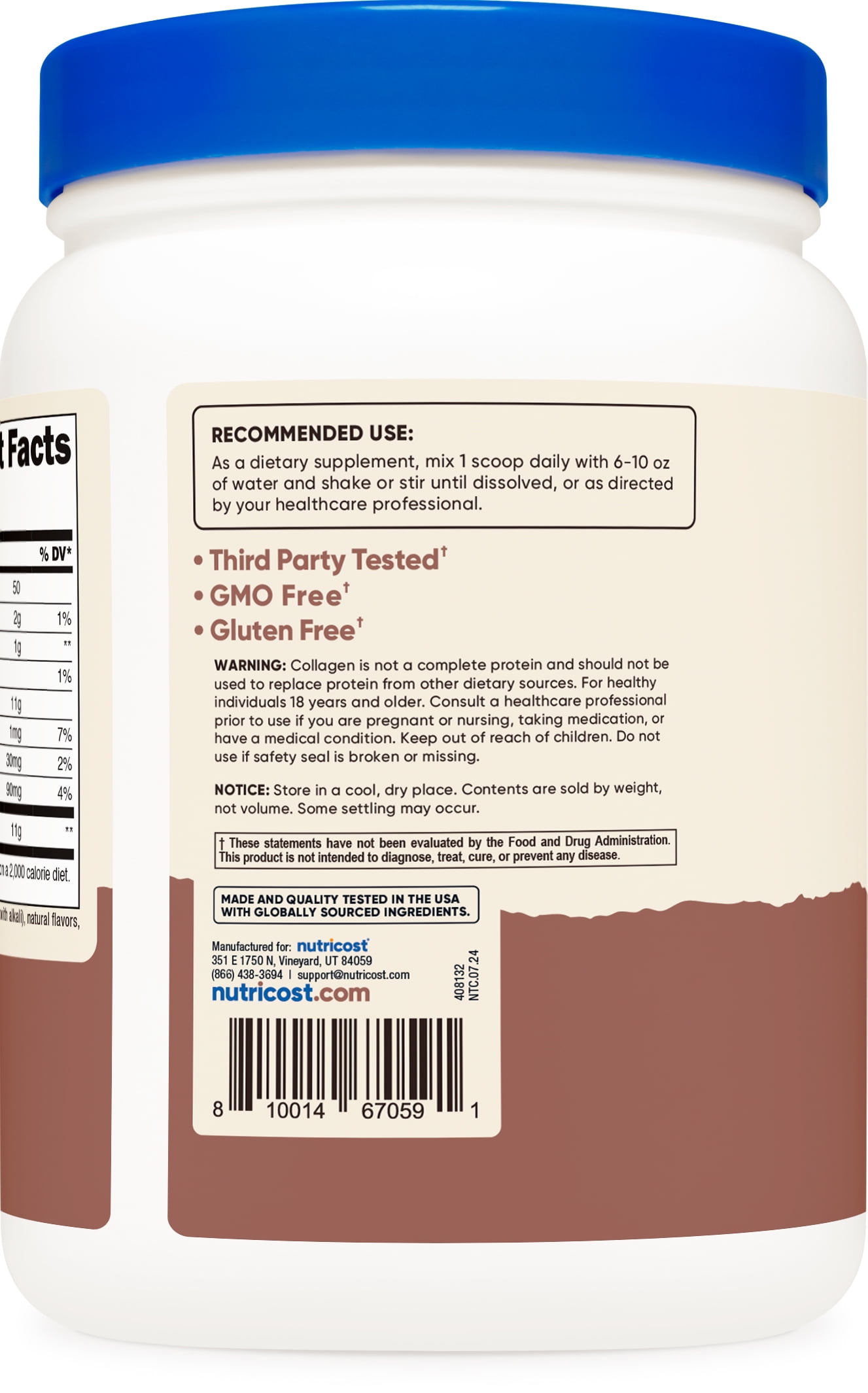 Nutricost Grass-Fed Collagen Powder 1LB (Chocolate) - Non-GMO, Gluten Free Supplement