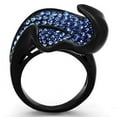 thumbnail image 3 of IP Black(Ion Plating) Stainless Steel Ring with Top Grade Crystal in Sapphire for Women Sapphire Stone Color Style TK1362 Size 5, 3 of 4