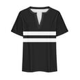 thumbnail image 6 of Lenpel Plus Size Tops for Women Fashion Summer Short Sleeve V Neck Striped Color Block T Shirts Casual Tunic Tees, 6 of 6