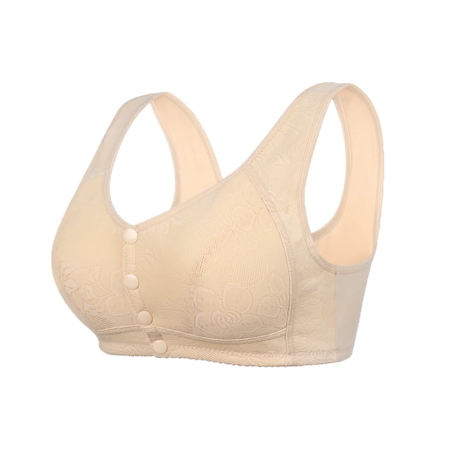 MKLEKYYSeamless Bra Women Sexy Lace Front Button Shaping Cup Adjustable Shoulder Strap Large Size Underwire Bra
