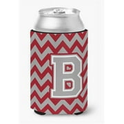 Letter B Chevron Crimson & Grey Can or Bottle Hugger