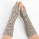 thumbnail image 5 of Guantes de lana para mujer, tejidos en jacquard, con hojas, cálidos, abiertos, con dedos medios, para ciclismo y mecanografía, 5 of 6