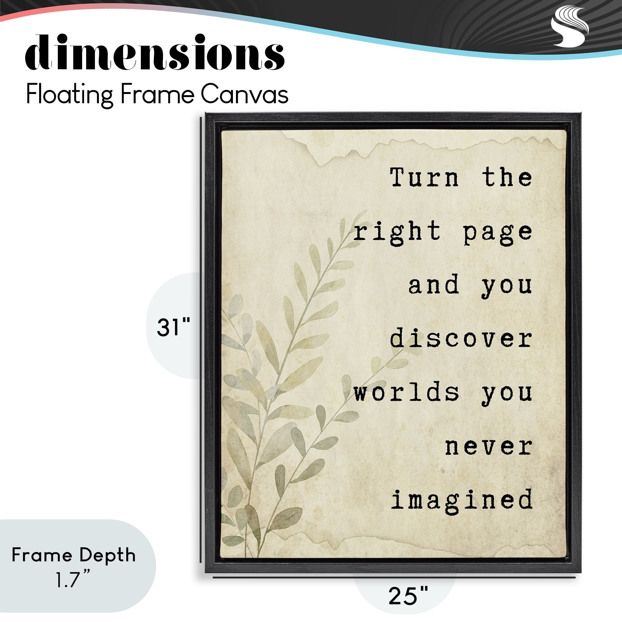 Stupell Industries Literary Wonders Quote Black Framed Floater Canvas Wall Art, design by Julia Frost
