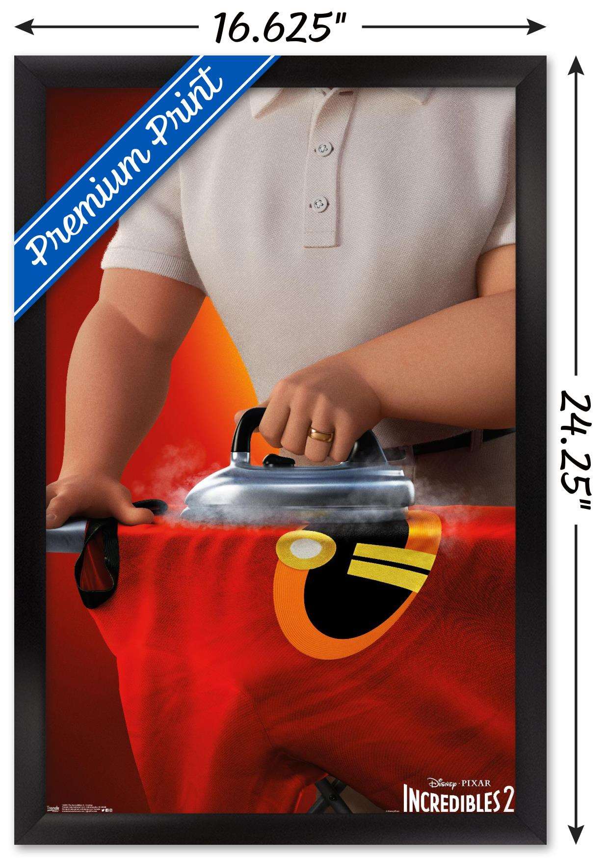 Disney Pixar The Incredibles 2 - Ironing Wall Poster, 14.725" x 22.375", Framed