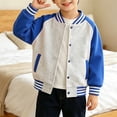 thumbnail image 4 of YunPes Boys Girls Varsity Jacket Snap Long Sleeve Baseball Outerwear with Striped Ribbed Cuff Fall Back to School Daily Jacket Coat, 4 of 5
