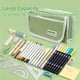 thumbnail image 3 of Estuche de gran capacidad para lápices, bolsa para lápices con 4 compartimentos, organizador portátil de lona con cremallera para niños, niñas, adultos y estudiantes (verde), 3 of 7
