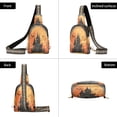 thumbnail image 3 of Stylish Leather Crossbody Bag 8.46x5.9x2.16In Easy To Carry Multi-Purpose Travel Hiking Shopping Fashion Bag Halloween Castle, 3 of 7