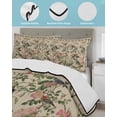 thumbnail image 3 of Twin XL Quilt Bedding Set, Beige Spring Floral Reversible Summer Quilt 3 Pieces, Elegant Pastoral Flowers Birds Watercolor Lightweight Bedspreads Coverlets with 2 Pillow Shams for All Seasons, 3 of 5