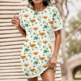 thumbnail image 2 of Gibobby Vestidos para Mujer Vestido de camiseta de manga corta con cuello redondo y estampado floral de moda de verano para mujer(Amarillo,XL), 2 of 5