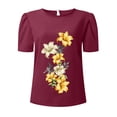 thumbnail image 3 of Gibobby Casual Playera de Manga Corta para Mujer Camiseta manga corta con cuello redondo y estampado flores para mujer(Rojo,CH), 3 of 5