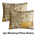 thumbnail image 3 of Lanco All Season Gold Floral 3 Piece Quilt Set Queen Size , An Array Of Tossed Flower Coverlet , Pillow Shams , Bedding Set, 3 of 7