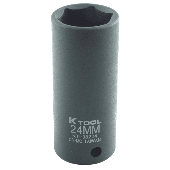 K-Tool 38224 24mm x 1/2" Drive 6pt Metric Deep Chrome-moly Impact Socket