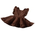 thumbnail image 2 of Girls Solid Color Suspender Skirt  Sleeveless Square Collar Large Hem High Waist Dress with Ruffles, 2 of 7