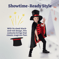 thumbnail image 4 of Dress Up America Magician Costume for Kids - Magician Cape, Hat and Wand Set - Magic Dress Up Costume for Boys and Girls Black, 4 of 6
