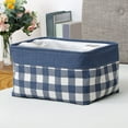 thumbnail image 7 of Hauiodp Blue Checkered Canvas Basket, Canvas Foldable Box, Small Storage Bin, Small Fabric Rectangular Storage Basket, Collapsible Bin for Toy and Clothes Storage, 7 of 7