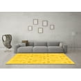 thumbnail image 3 of Ahgly Company Machine Washable Indoor Round Abstract Yellow Modern Area Rugs, 3' Round, 3 of 4