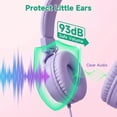 thumbnail image 2 of Kids Headphones, Ear Headphones for Kids, Wired Headphones with Microphone, Adjustable over Ear Headphones for Kids, Girls, Boys, Children, Cord 3.5mm Jack Wired for School Tablet (Purple), 2 of 5