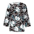 thumbnail image 4 of Patlollav Womens Tops Three Quarter Sleeve Retro V Neck Easter Print Loose Blouse, 4 of 6