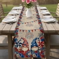 thumbnail image 4 of Independence Day Gnomes Table Runner 36 Inches, Red Blue Poppy Floral Beige Bed Runner Dresser Scarves Tabletop for Indoor Outdoor Parties/Ceremony/Banquet, 13"x 36", 4 of 9