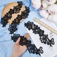 thumbnail image 2 of 4Pairs Flower Lace Fabric Applique Black Floral Embroidered Sew on Patches Water Soluble DIY Wedding Dress Headwear Collar Neckline Mesh Trims, 2 of 6